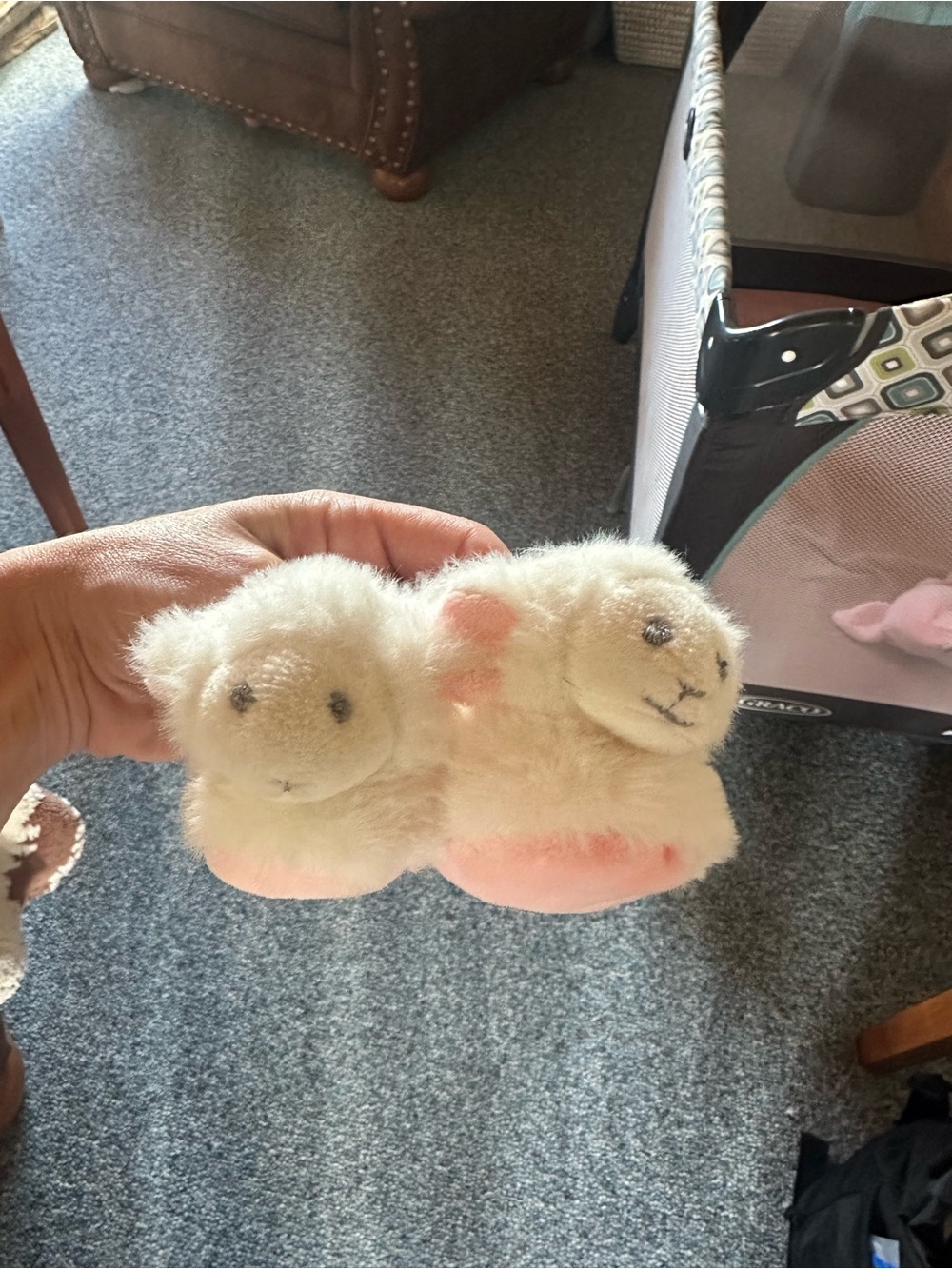 0-3 month lamb slippers that rattle
